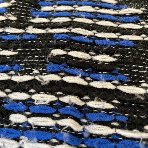 SILVIAN HEACH Crewneck Sweater Boxy Oversized Knit Woven Bouclé Black White Blue - Picture 4 of 14